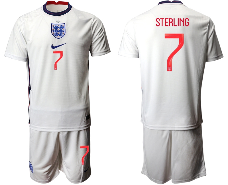 Men 2021 European Cup England home white #7 Soccer Jersey1->england jersey->Soccer Country Jersey